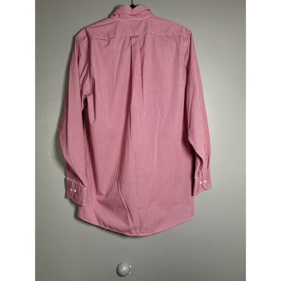 ✨Van Heusen Mens Button Down Shirt Red Gingham Check Wrinkle Free Small 14.5-15 - Picture 4 of 7
